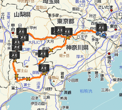 2008 0923 map 富士山近辺をクネクネってばかりのツーリング　ゼファー1100